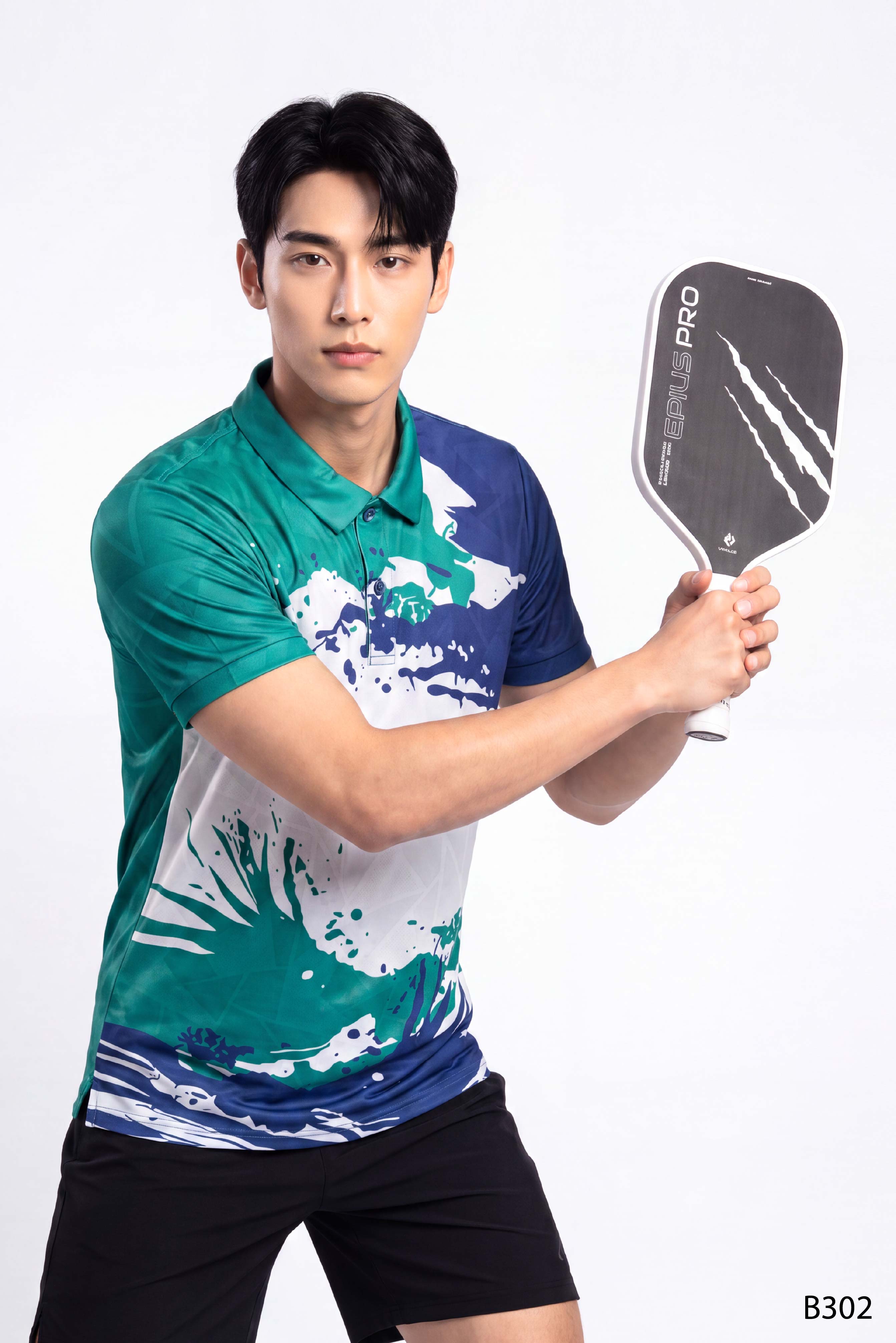 Áo polo thể thao pickleball nam cao cấp Santino màu xanh | B302