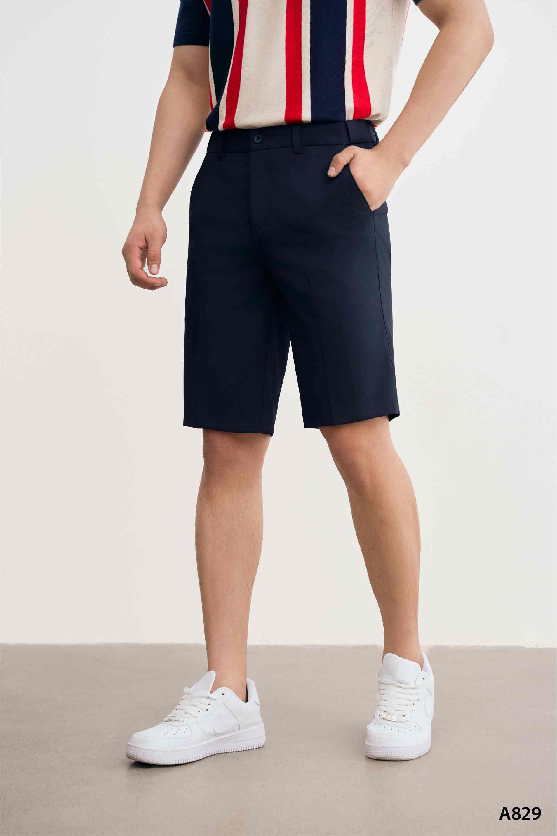 Quần shorts nam tăng chỉnh cạp cao cấp Santino màu xanh | A829