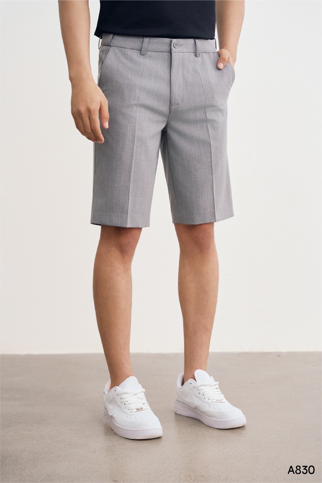 Quần shorts nam tăng chỉnh cạp cao cấp Santino màu ghi | A830