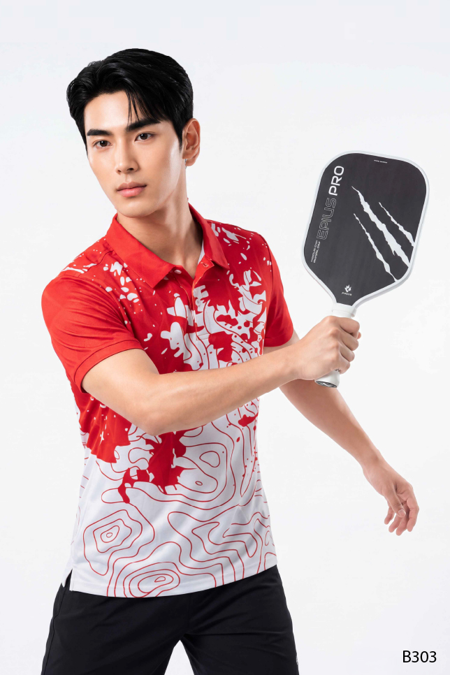 Áo polo thể thao pickleball nam cao cấp Santino màu đỏ | B303
