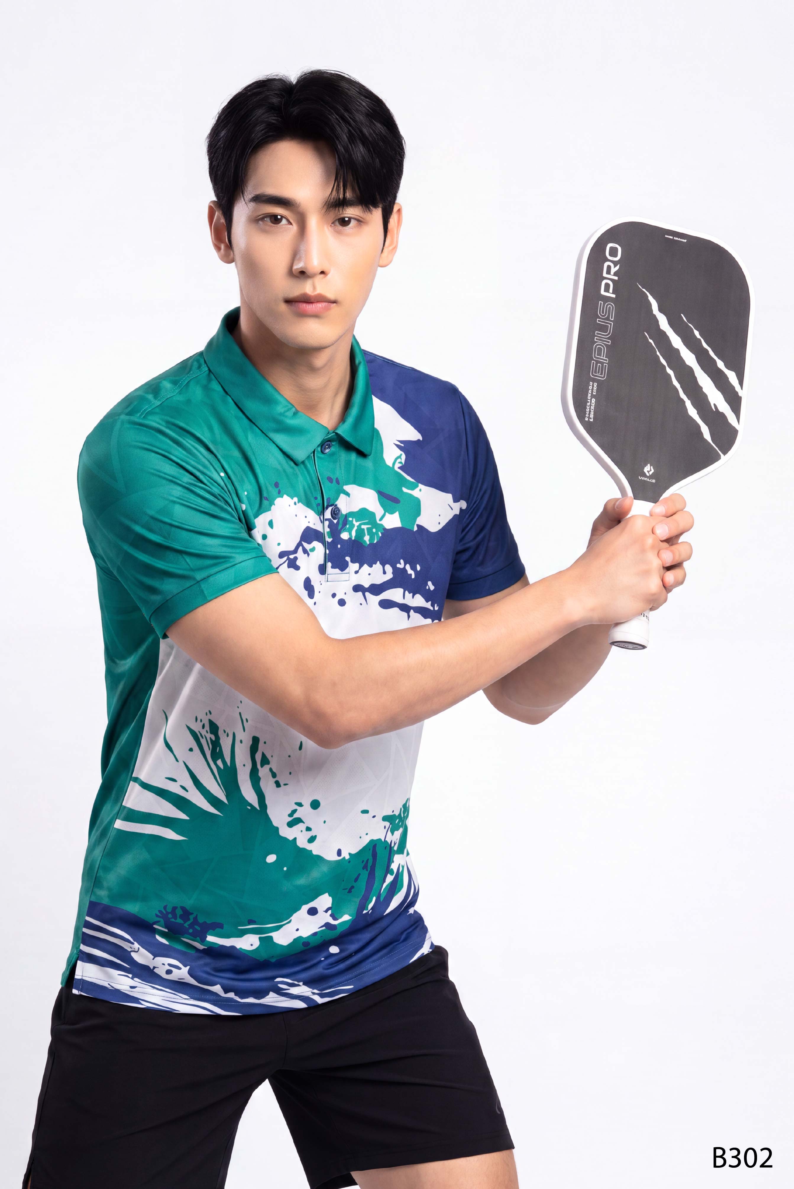 Áo polo thể thao pickleball nam cao cấp Santino màu xanh | B302