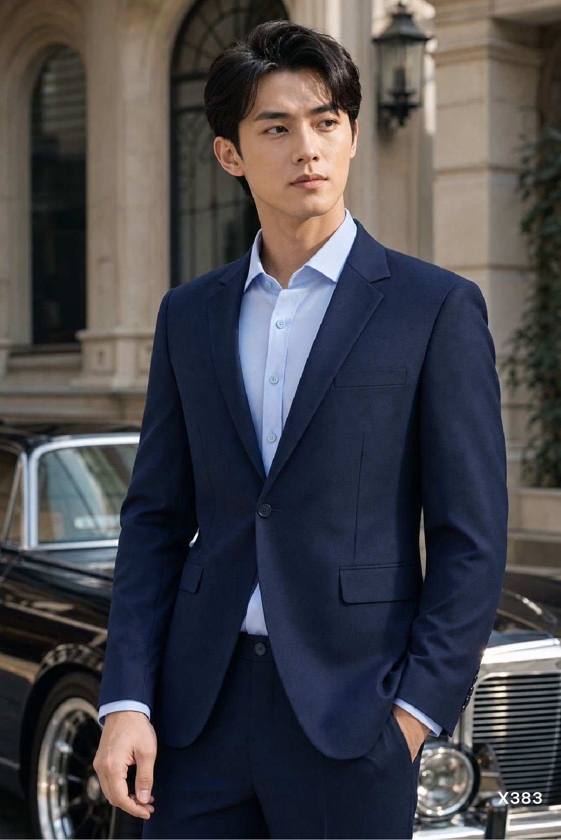 Bộ vest trẻ 1 cúc cao cấp Santino màu xanh | X383