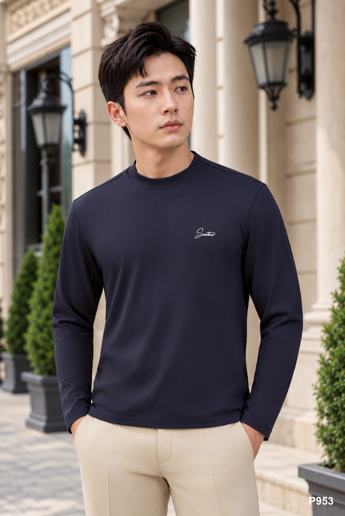 Áo giữ nhiệt nam cao cấp Santino màu navy | P953