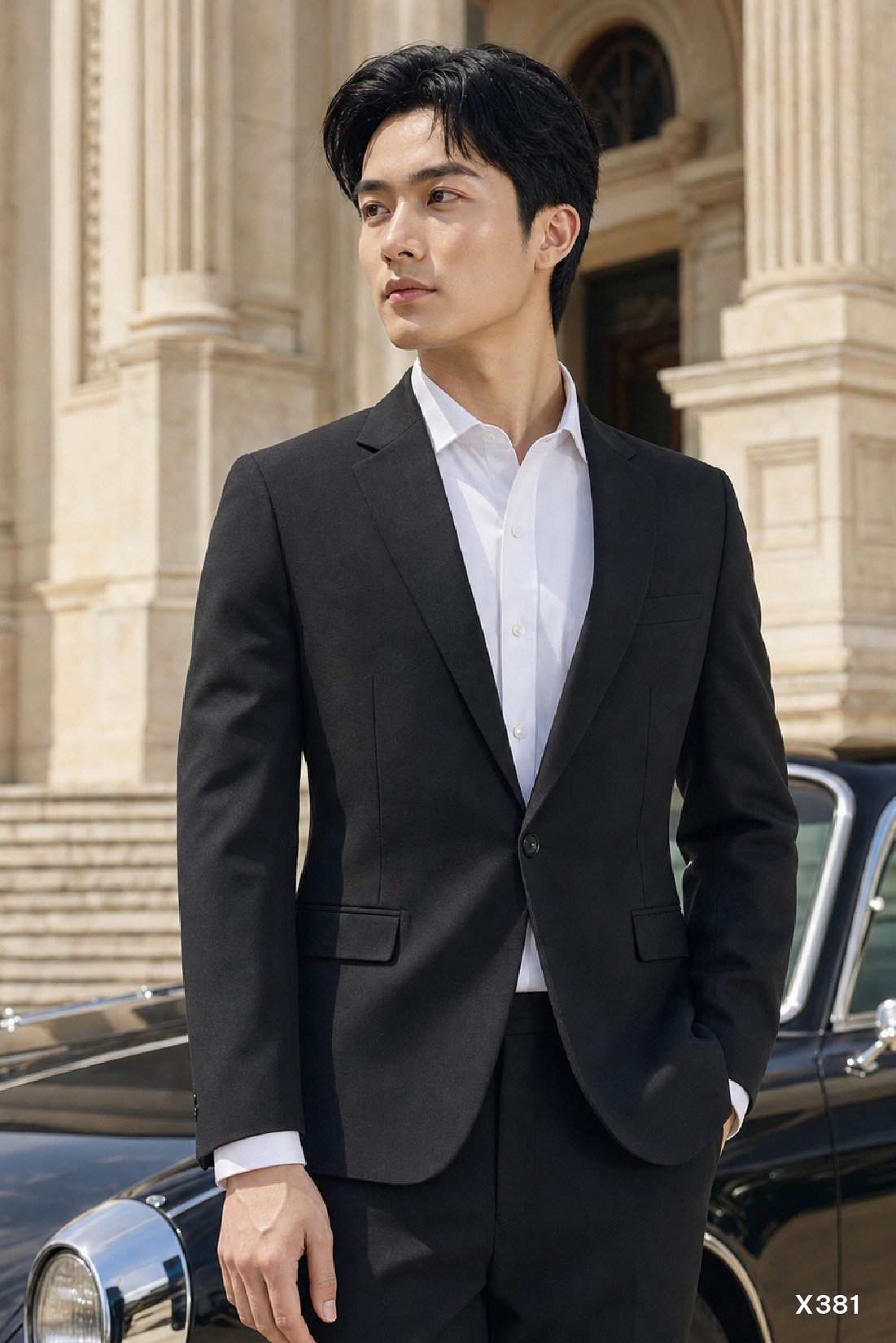 Bộ vest nam cao cấp Santino màu đen | X381